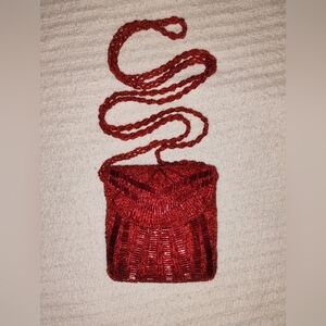 Vintage Mister Ernest Red Beaded Tiny Purse